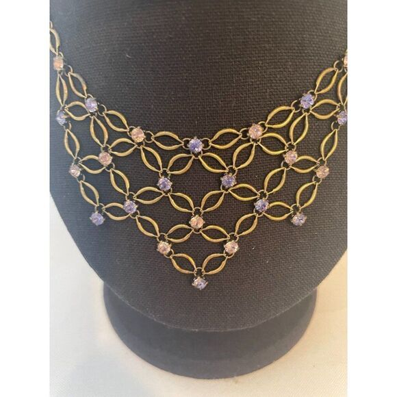 Vintage 1928 open lace bib necklace with matching bracelet - Picture 7 of 8